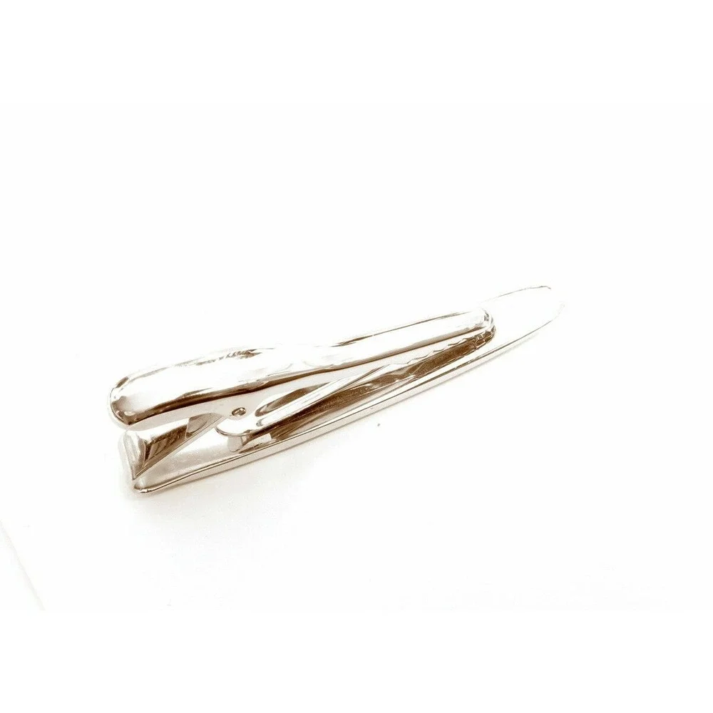 Vintage Men's Tie Clip‎ Clasp*High Quality Blank Monogram Silver Jewelry Gift